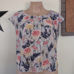 szXL Lauren Conrad Blue Floral Career Top